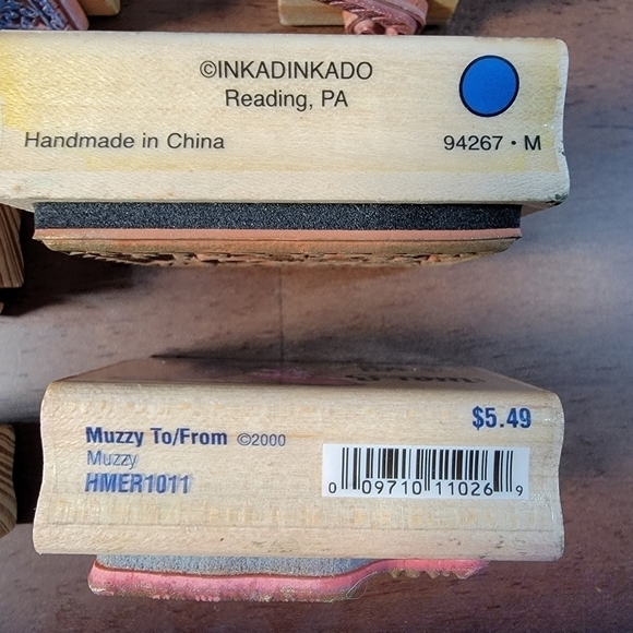 Lot of Christmas Theme Wooden Block Rubber Stamps Crafting Stamping Gift tags - Picture 5 of 10